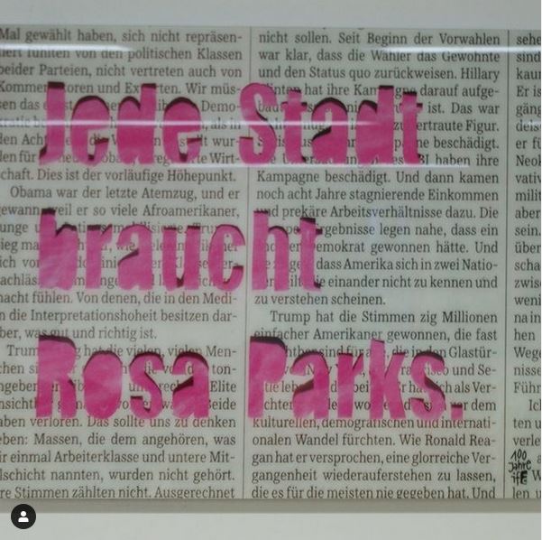 Bild mit Aufschrift Jede Stadt braucht Rosa Parks