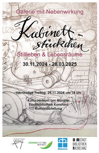 Werbeplakat für die Ausstellung "Kabinettstückchen" der Galerie mit Nebenwirkung