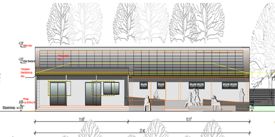 Entwurfsplan DJK Vereinsheim Ansicht Süd