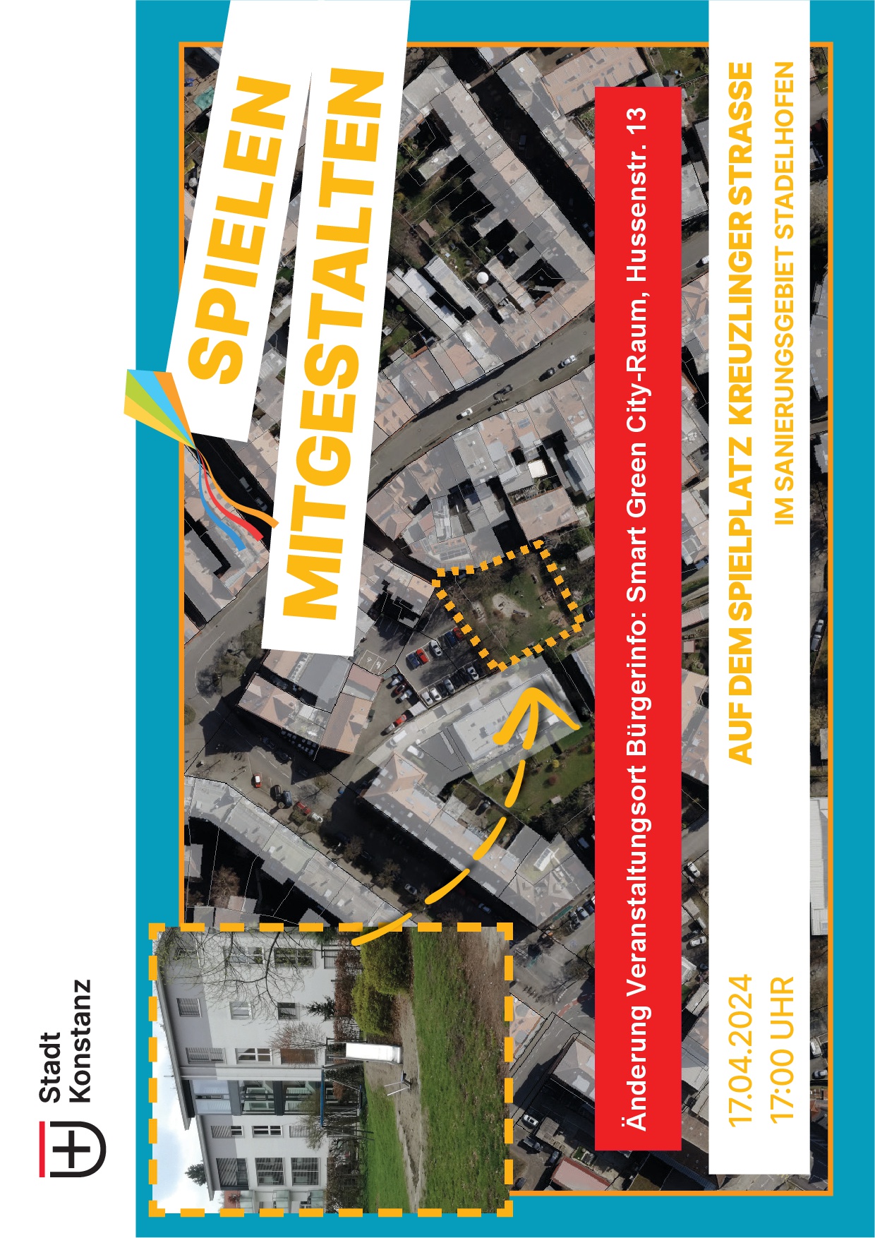 Flyer Infoveranstaltung Spielen Mitgestalten in Stadelhofen