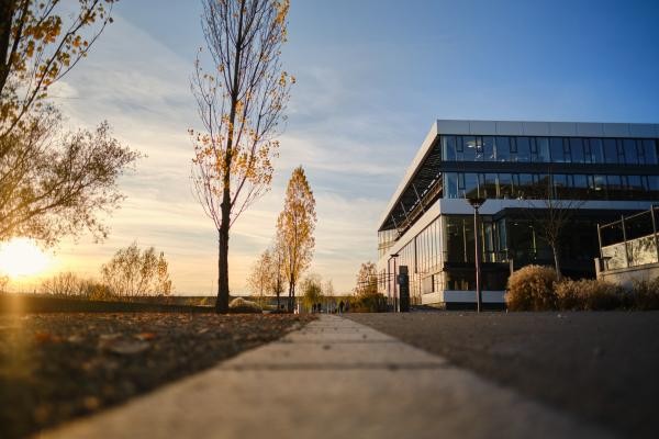 Das Bodenseeforum im Sonnenuntergang