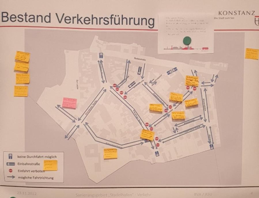 Plan Bestand Verkehrsführung in Stadelhofen