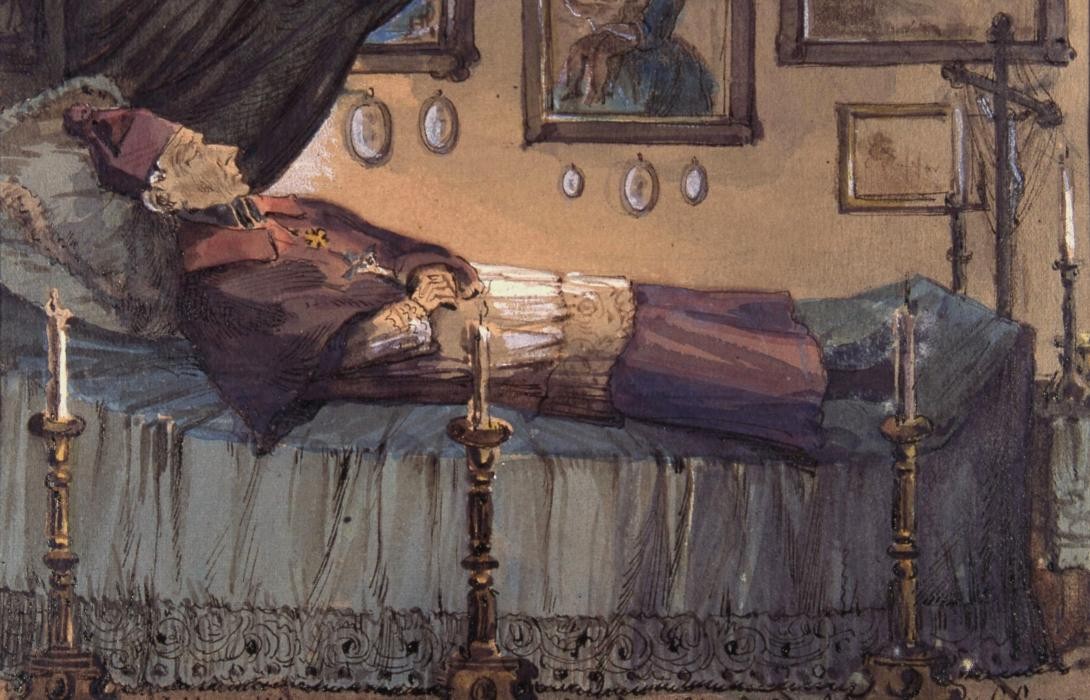 Gemälde eines Mannes auf einem Bett