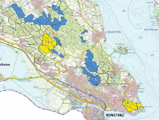 Karte mit Übersicht über Waldgebiete in Konstanz