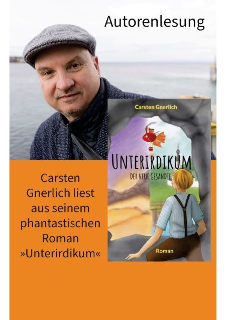 Autor Carsten Gnerlich und Cover seines Romans "Unterirdikum"