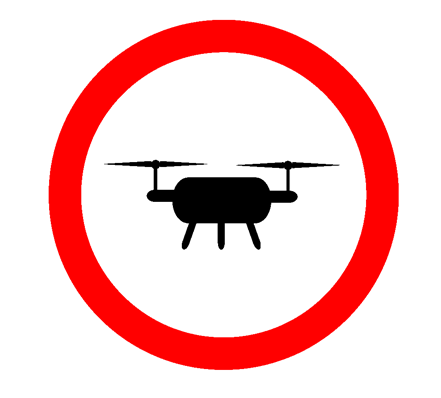 Symbol einer Drohne umrandet von einem roten Kreis
