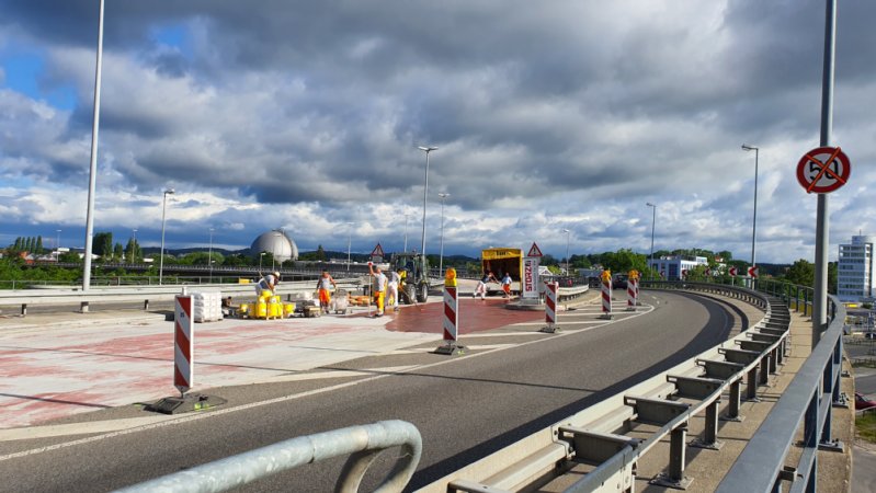 Bauarbeiten auf der Schänzlebrücke